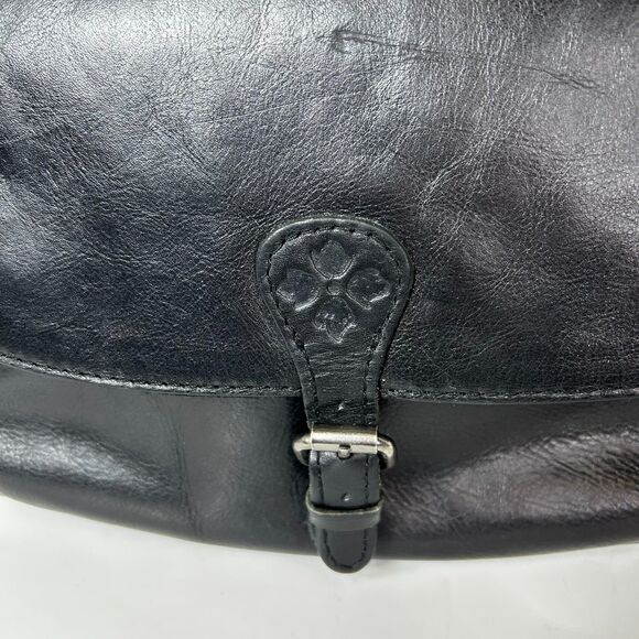 Patricia Nash London Saddle Bag Black Smooth Leather Shoulder Crossbody Bag - Picture 3 of 15